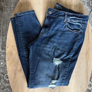 Maurices Dark Blue Distressed Skinny Jeans, 18L